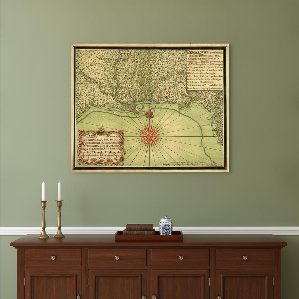 16" X 20" C1747 Map Of The Gulf Coast Vintage Poster Wall Art