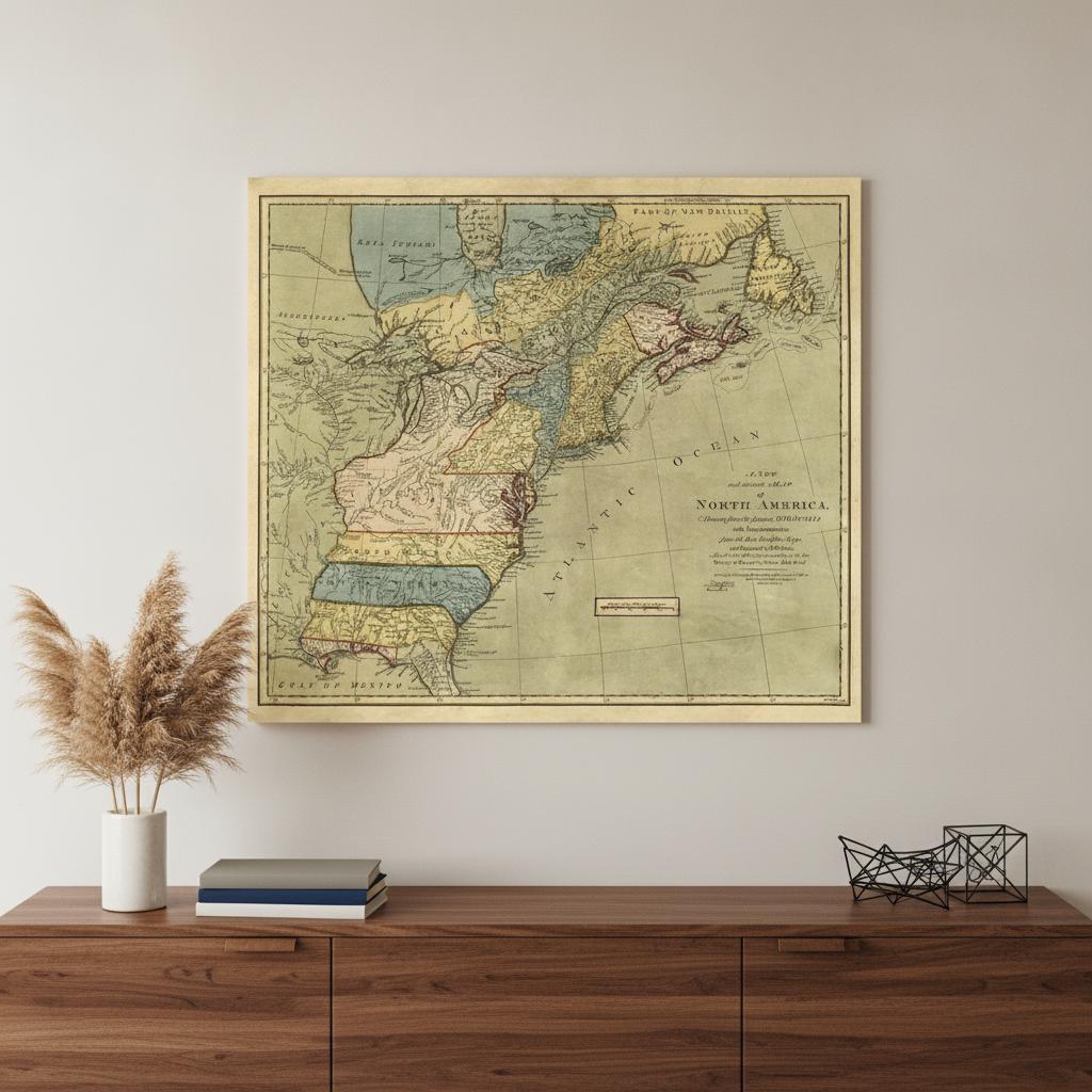 Vintage 1771 Map Of North America Unframed Print Wall Art