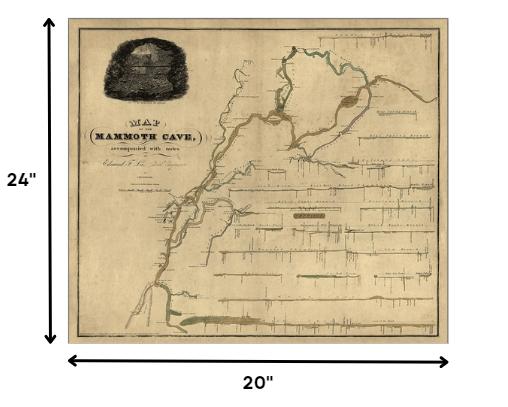 20" X 24" Map Of Kentucky Mammoth Cave Vintage Poster Wall Art