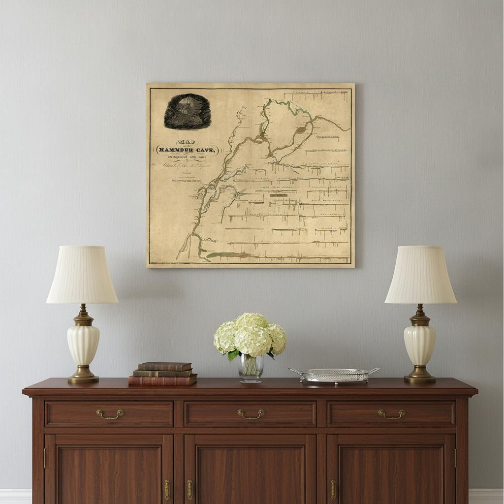 16" X 20" Map Of Kentucky Mammoth Cave Vintage Poster Wall Art