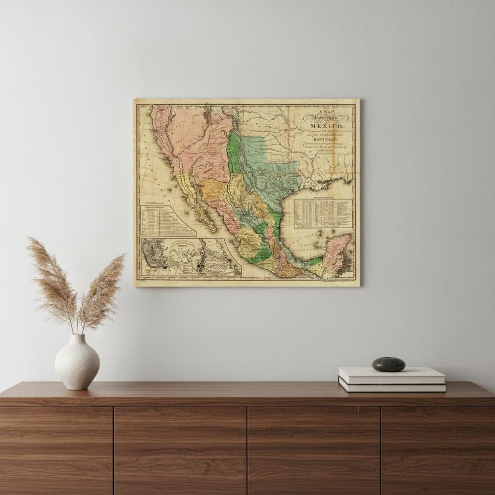 Vintage 1846 Map Of Mexico Unframed Print Wall Art