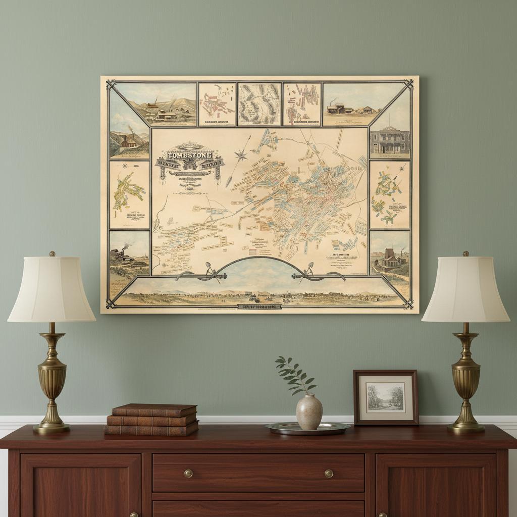 18" X 24" Map Of Tombstone Mining District Vintage Travel Poster Wall Art