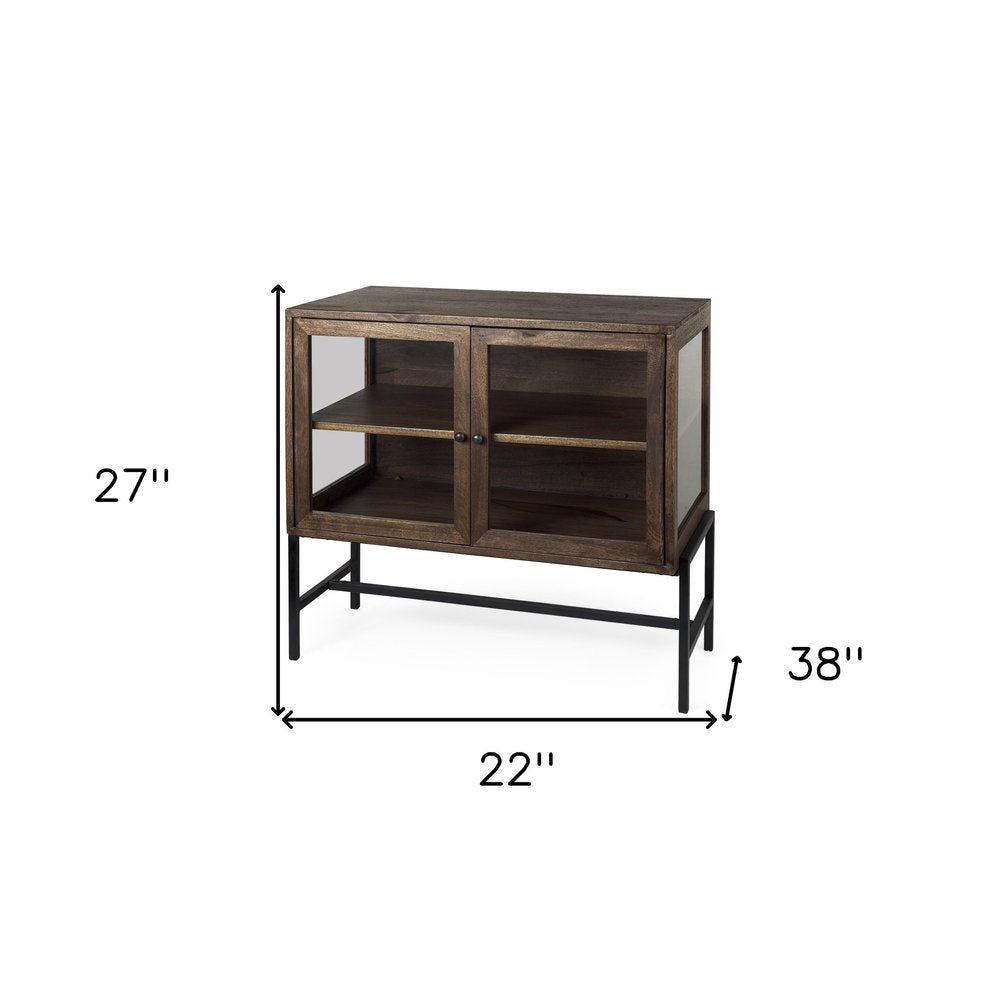 38" White Solid Wood Sideboard with Two Glass Doors