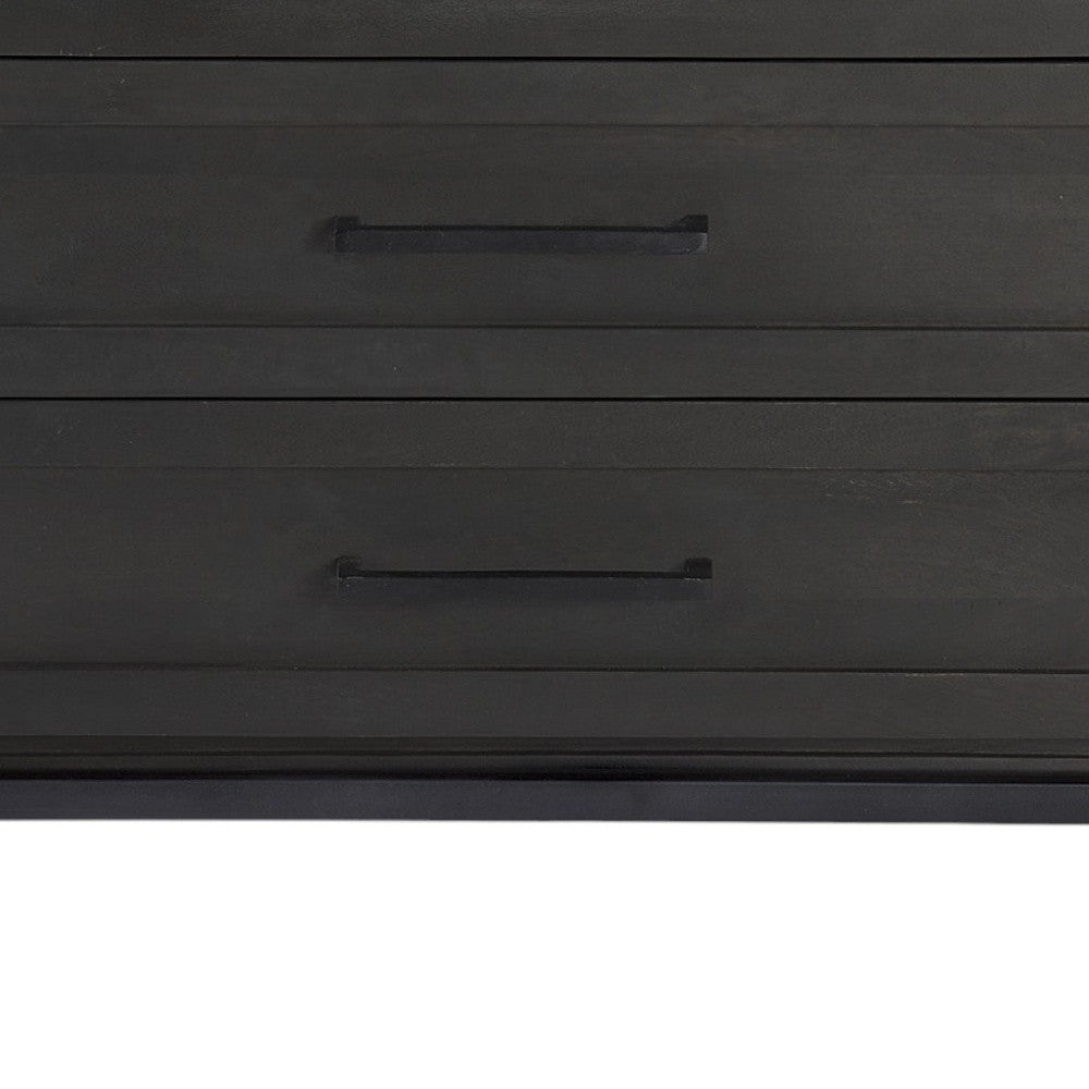 36" Black And White Solid Wood And Marble Three Drawer Dresser