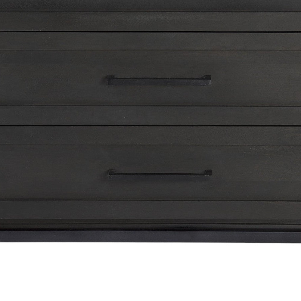 36" Black And White Solid Wood And Marble Three Drawer Dresser
