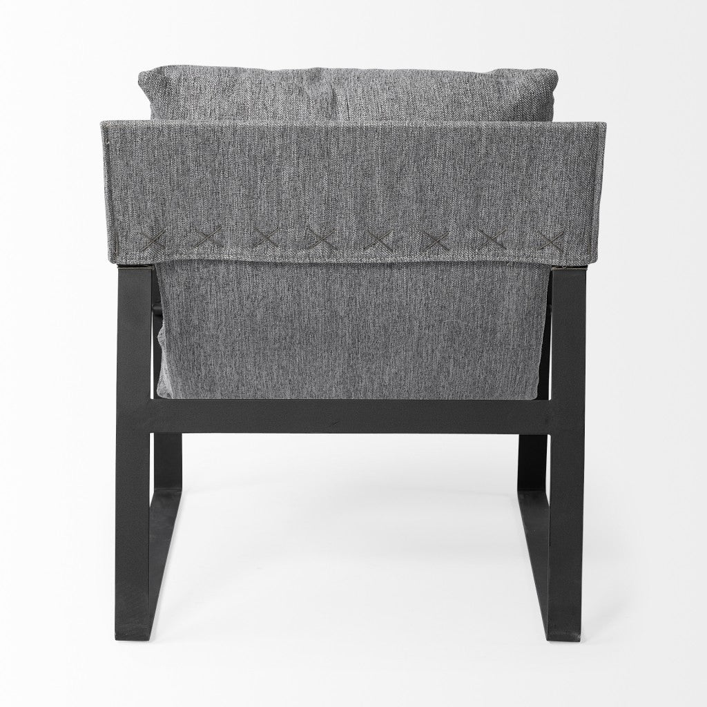 35" Gray and Black Fabric Wingback Chair