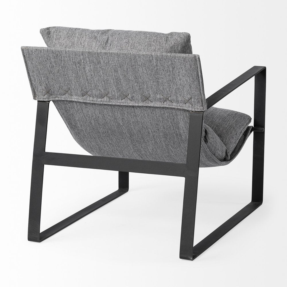 35" Gray and Black Fabric Wingback Chair