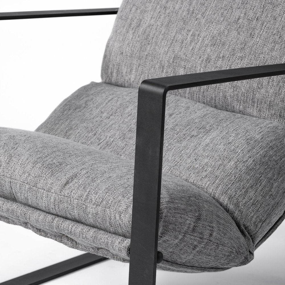 35" Gray and Black Fabric Wingback Chair