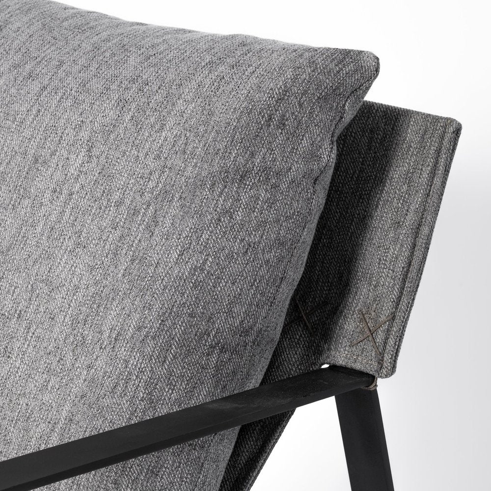 35" Gray and Black Fabric Wingback Chair