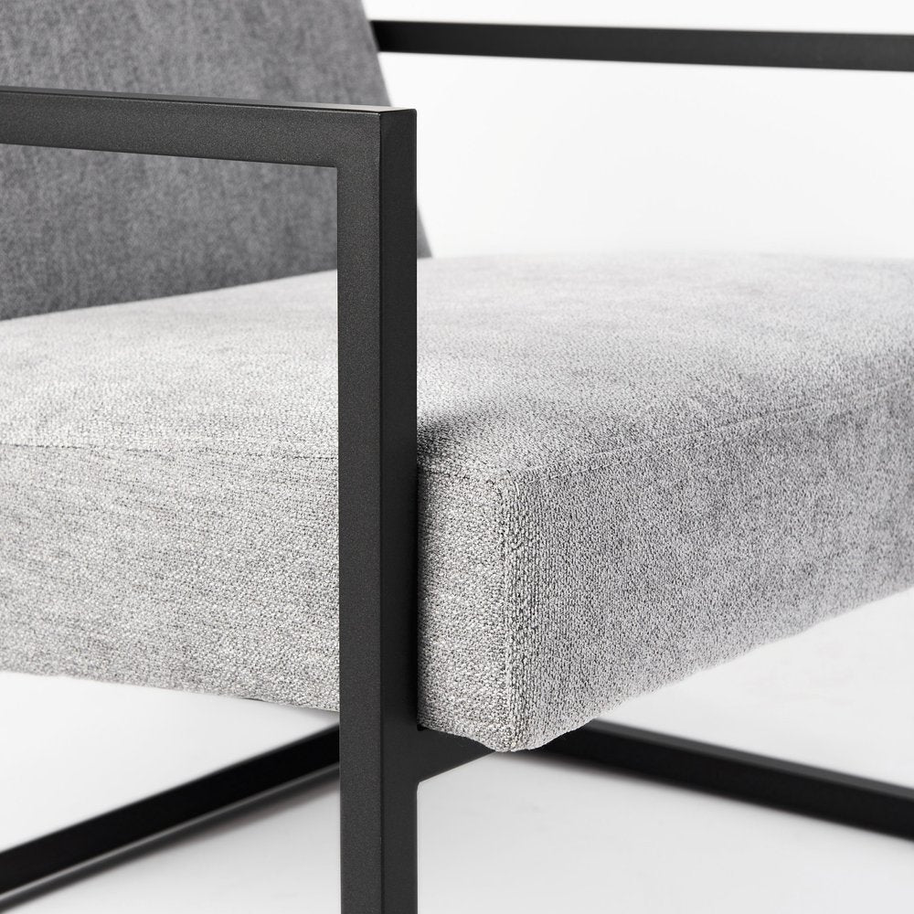 33" Gray and Black Fabric Wingback Chair