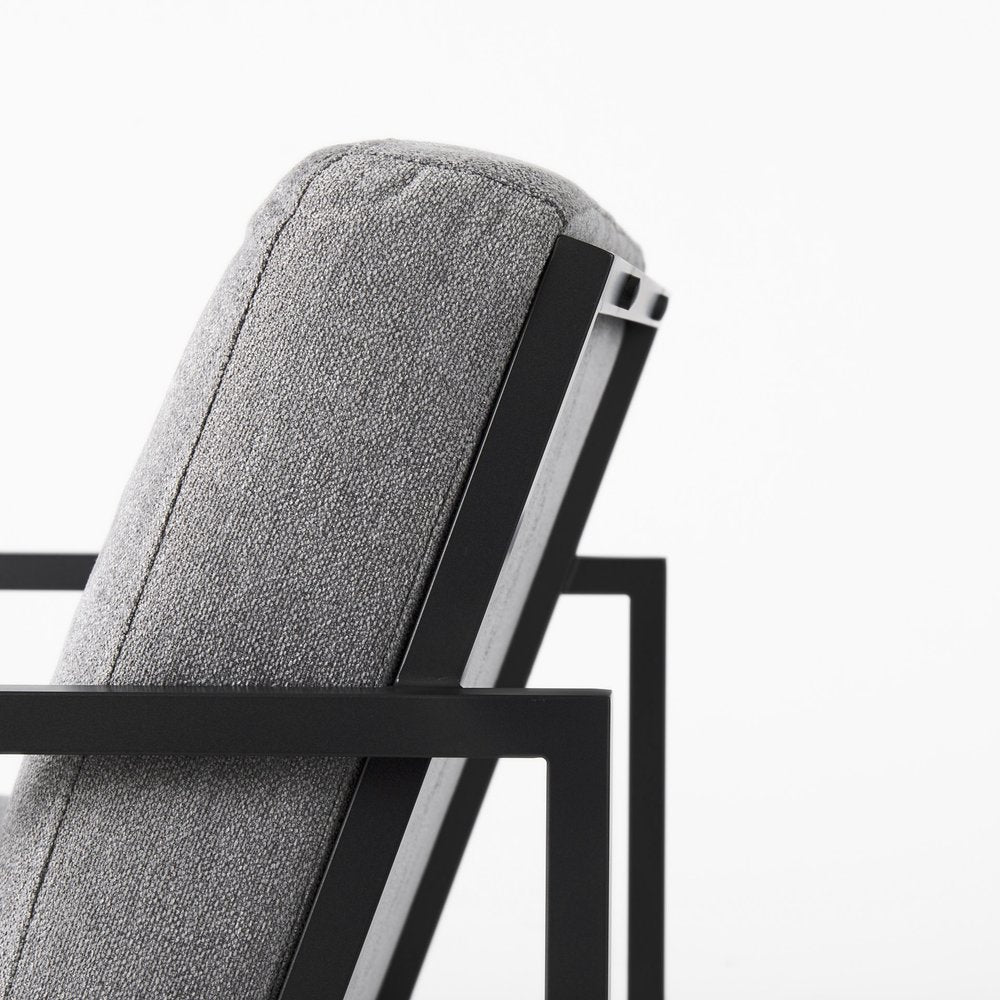 33" Gray and Black Fabric Wingback Chair
