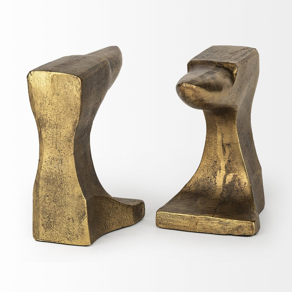 Set of Two 6" Gold Metal Decorative Bookends