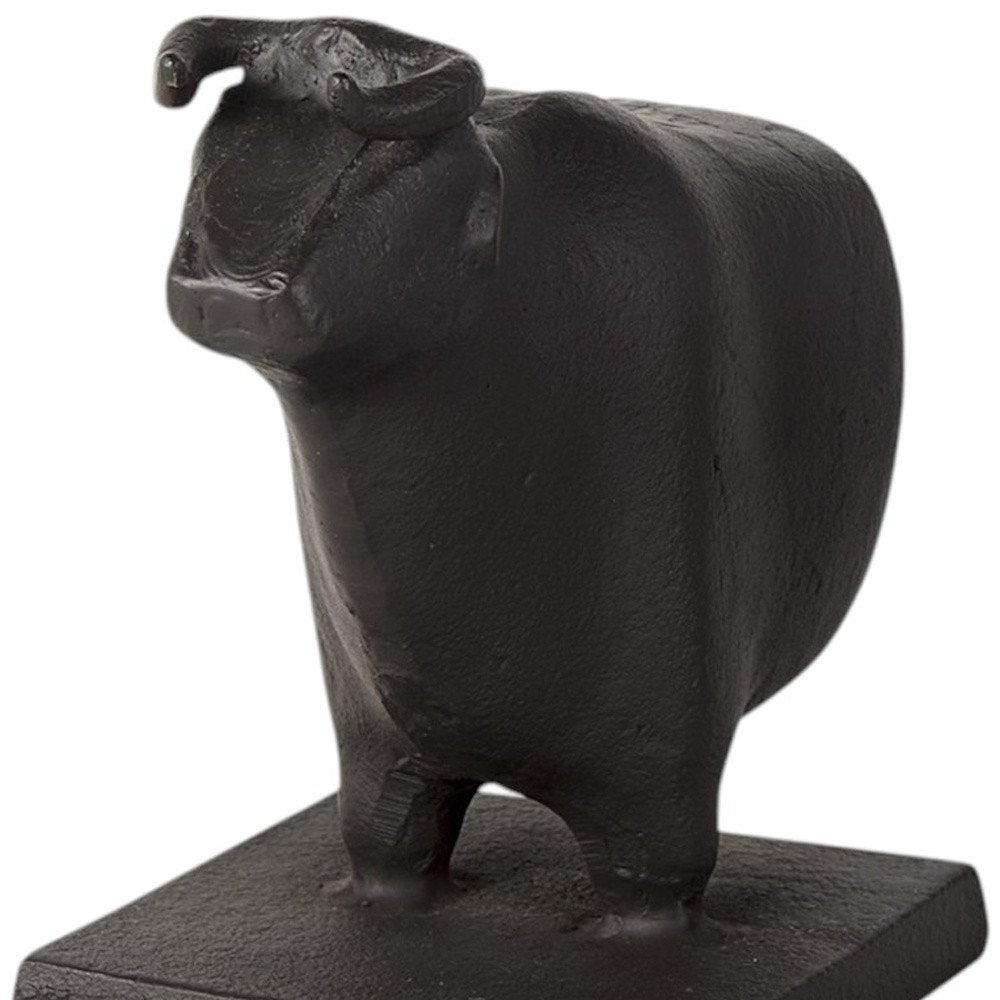 Set of Two 7" Black Fabric Bull Decorative Bookends