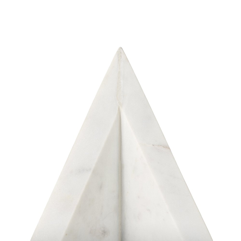 Set of Two White Marble Triangle Decorative Bookends