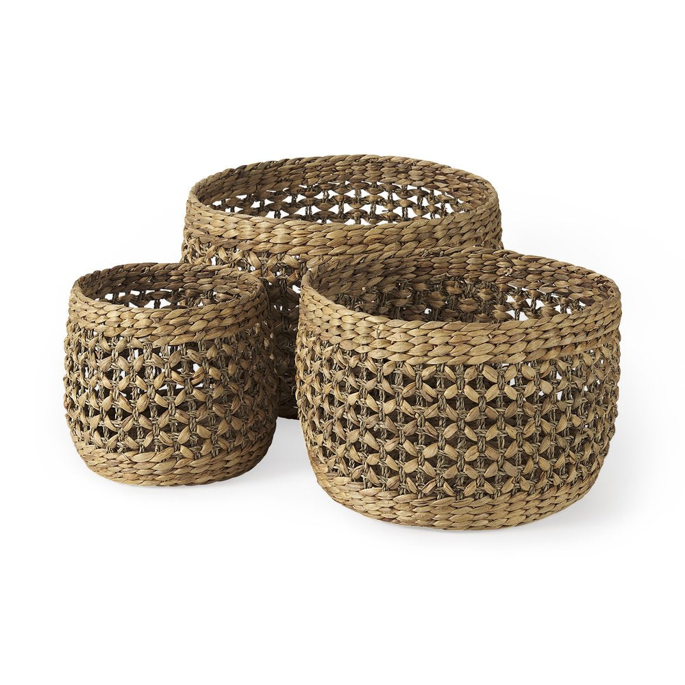 Set of Three Brown Wicker Basket