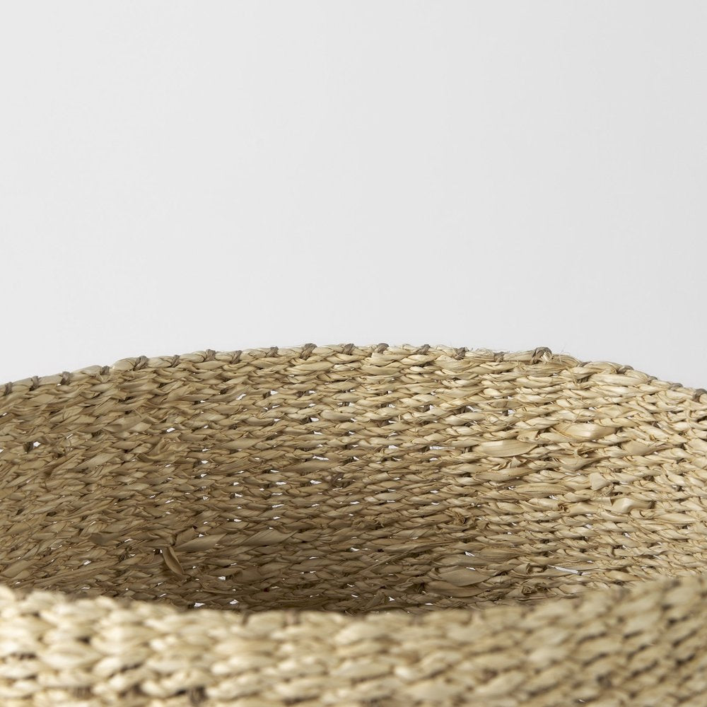 Set of Three Natural And Brown Wicker Basket