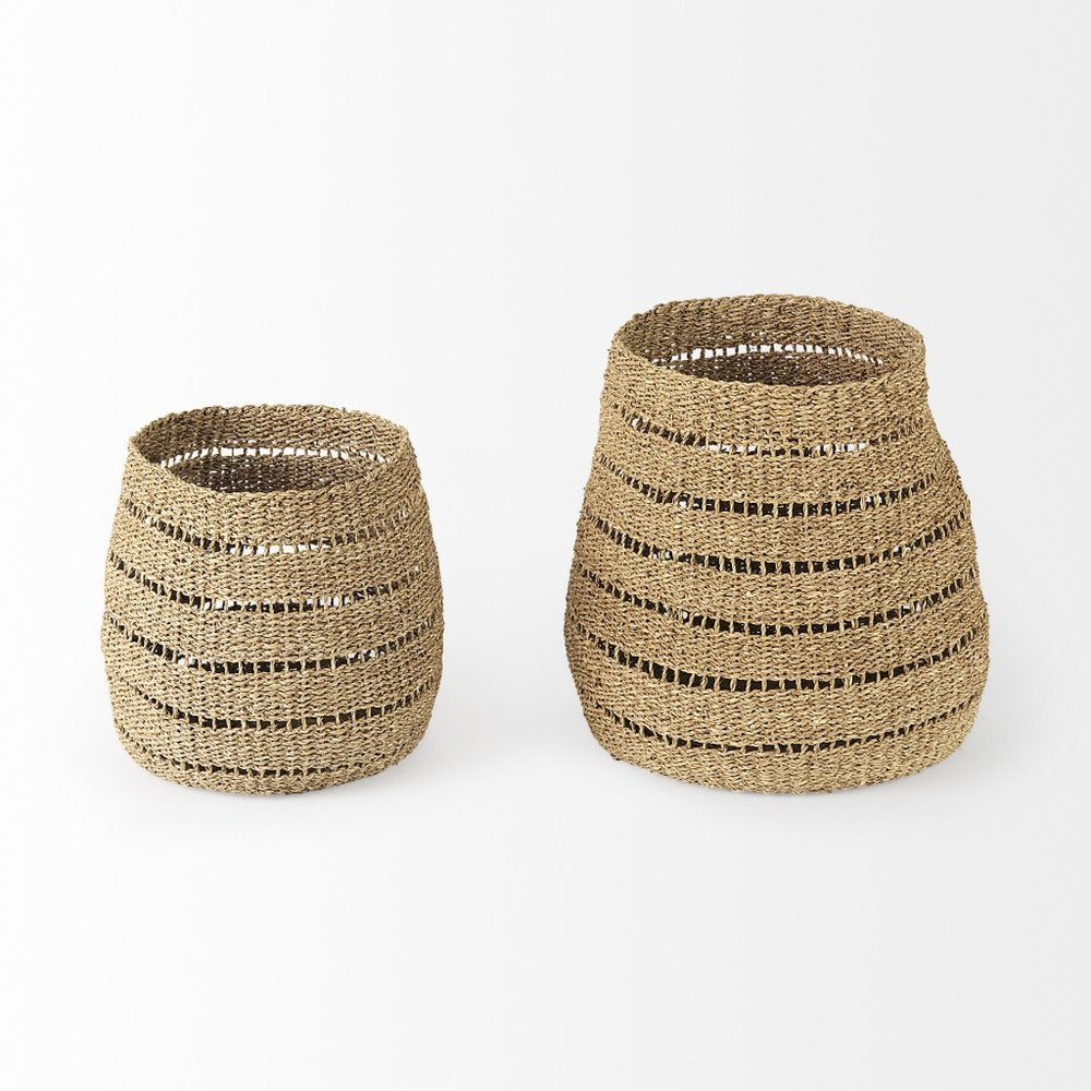 Set of Two Brown Wicker Baskets