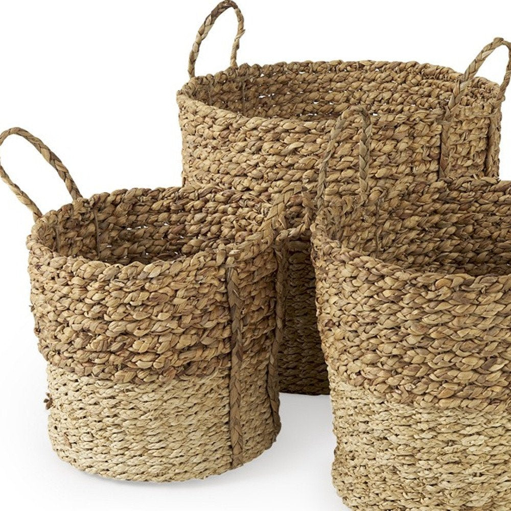 Set of Three Brown Wicker Basket