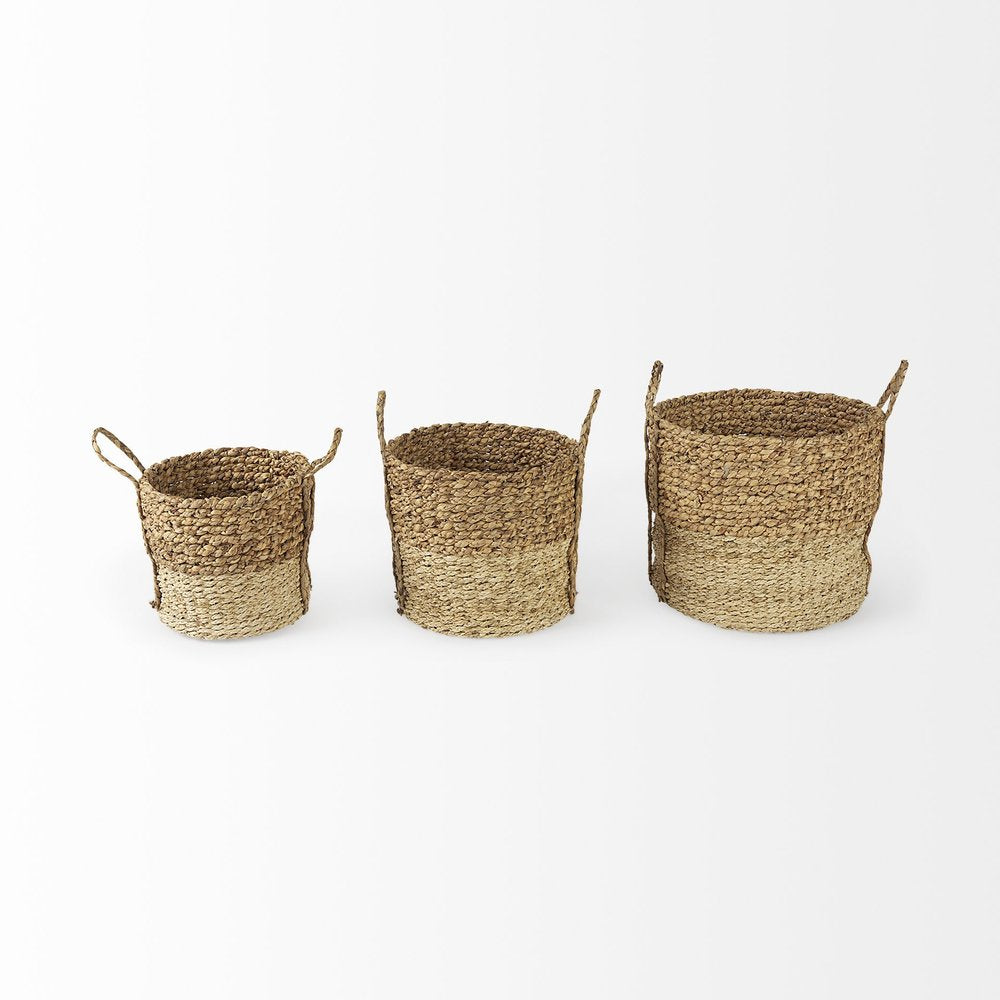 Set of Three Brown Wicker Basket