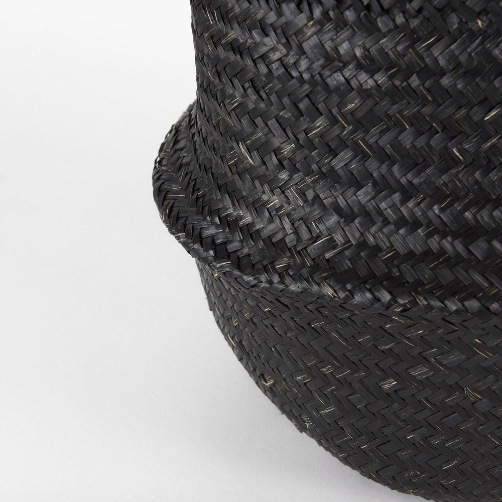 Set of Three Black Wicker Basket