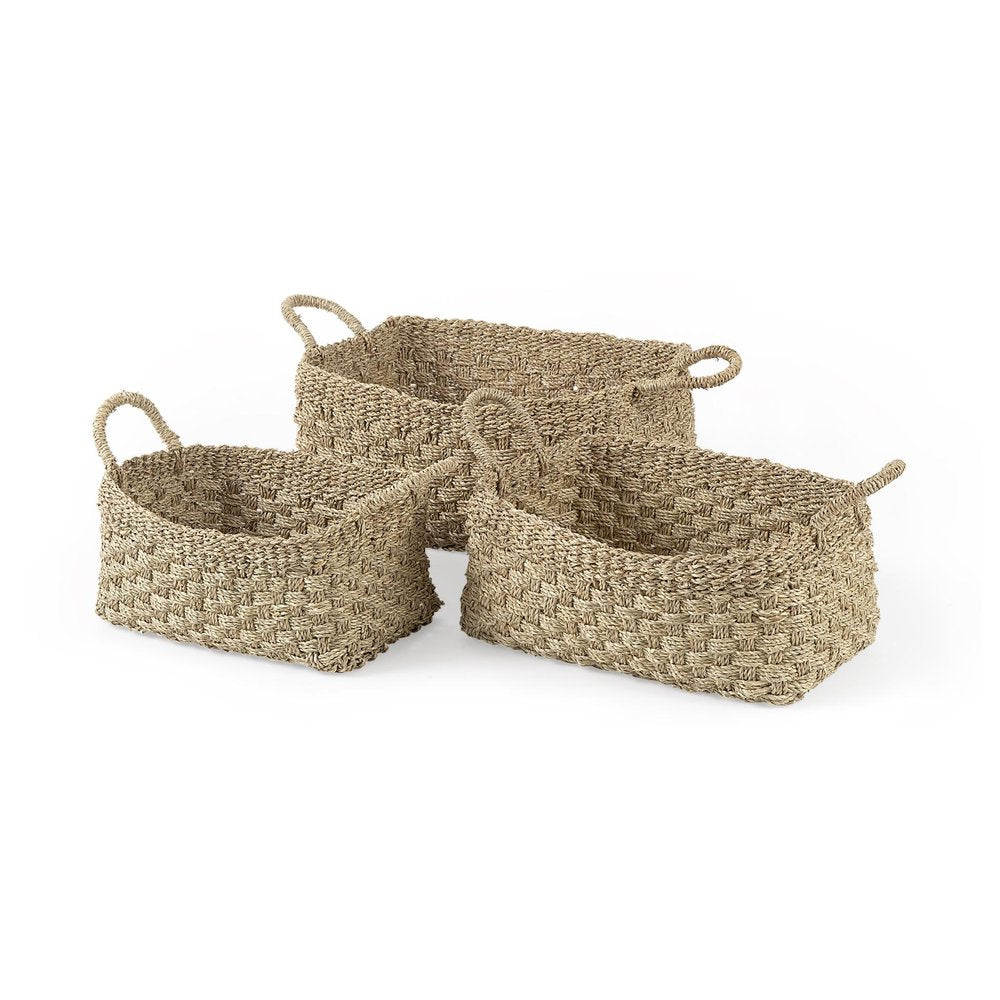 Set of Three Natural Wicker Basket