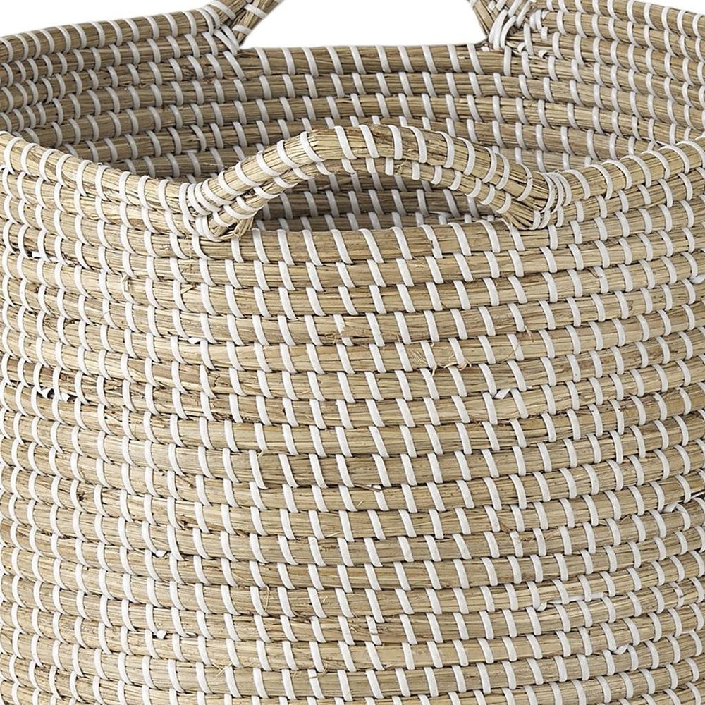 Set of Three Beige And White Wicker Desk Organizer