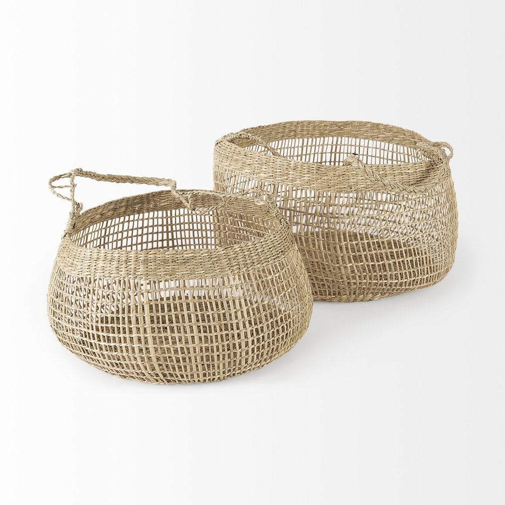 Set of Two Brown Wicker Basket