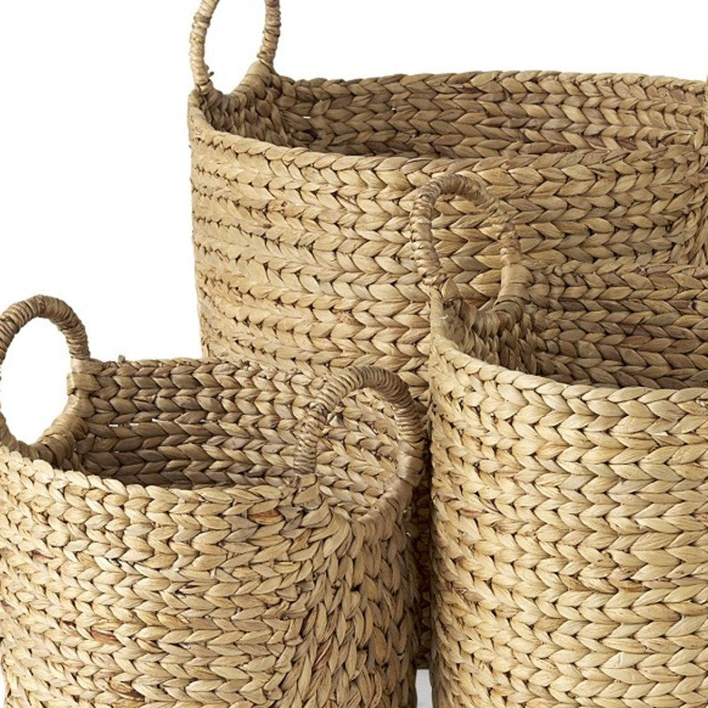 Set of Three Brown Wicker Basket