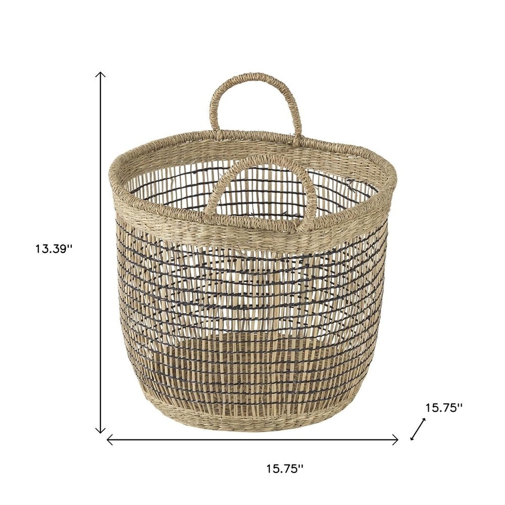 Set of Three Light Brown Wicker Basket
