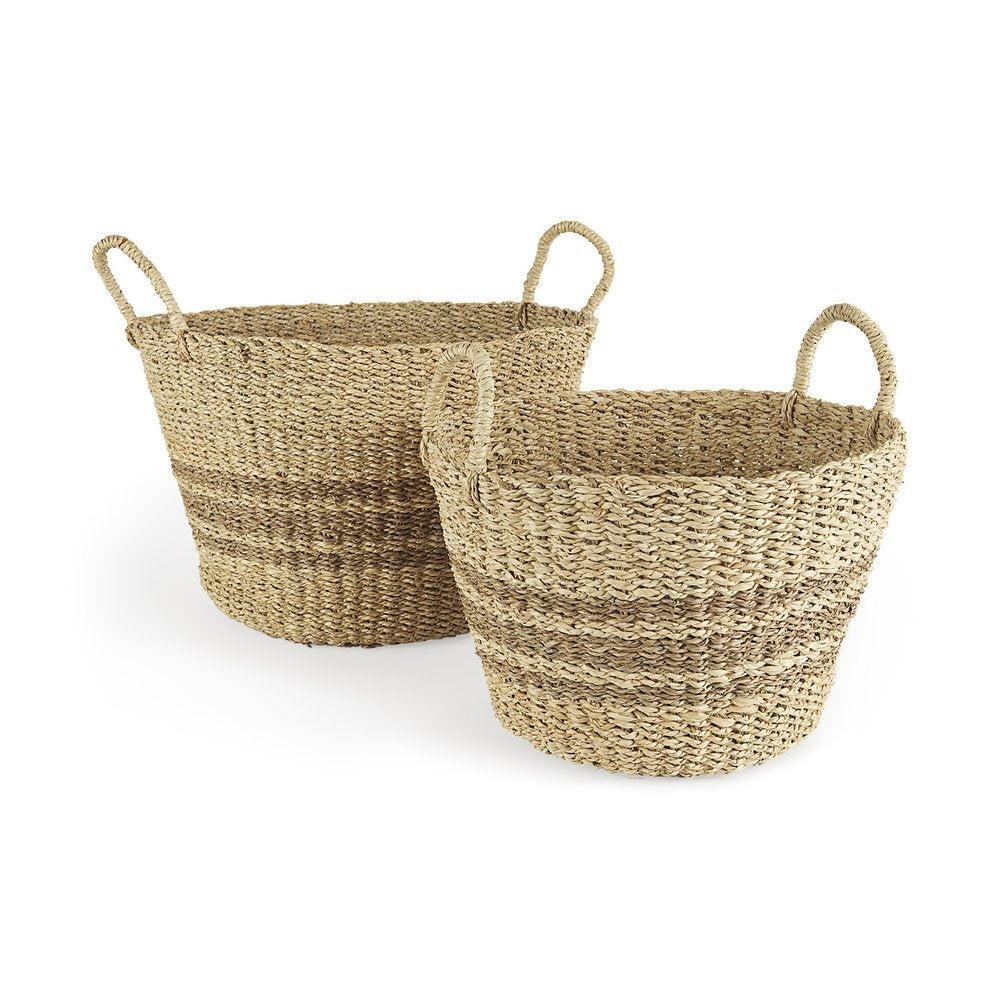 Set of Two Brown Wicker Basket