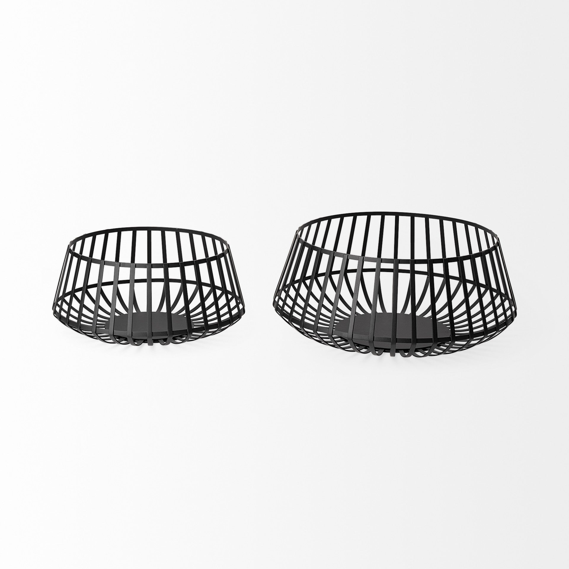 Set Of Two Black Metal Wire Decorative Bowls