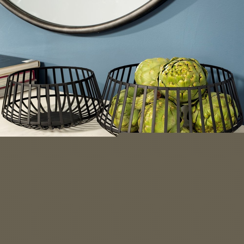 Set of Two Black Metal Decorative Bowl