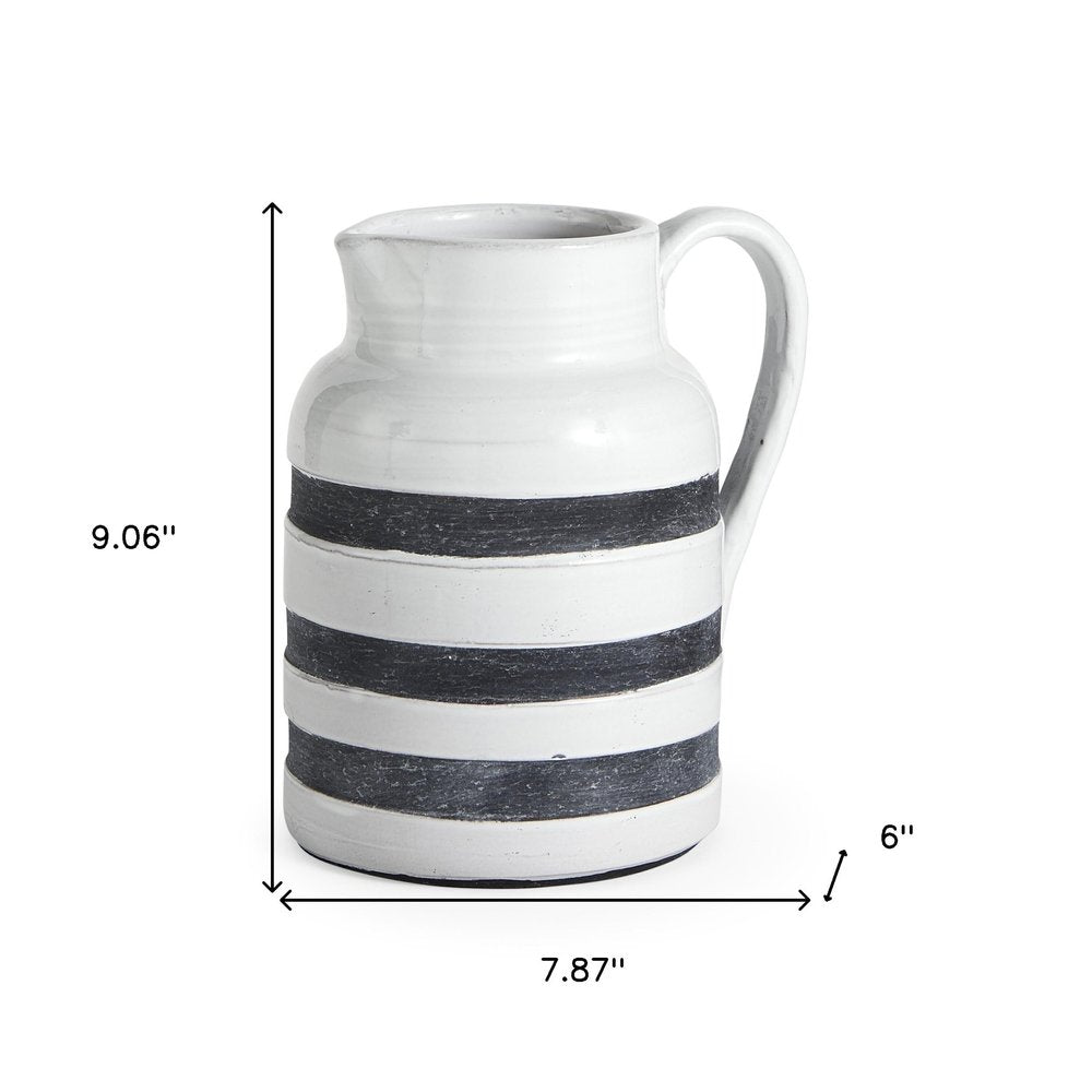 9" Blue And White Cylinder Ceramic Urns Jars