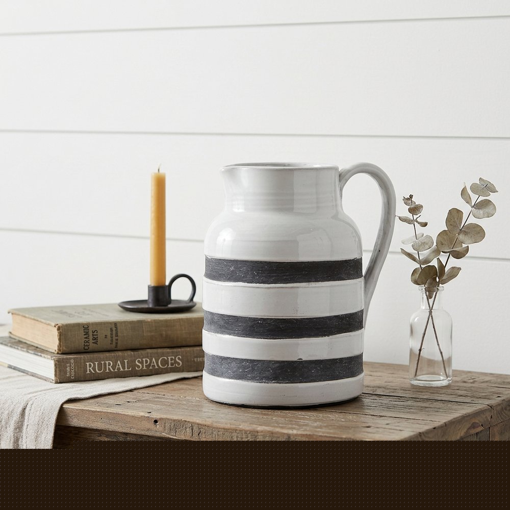9" Blue And White Cylinder Ceramic Urns Jars