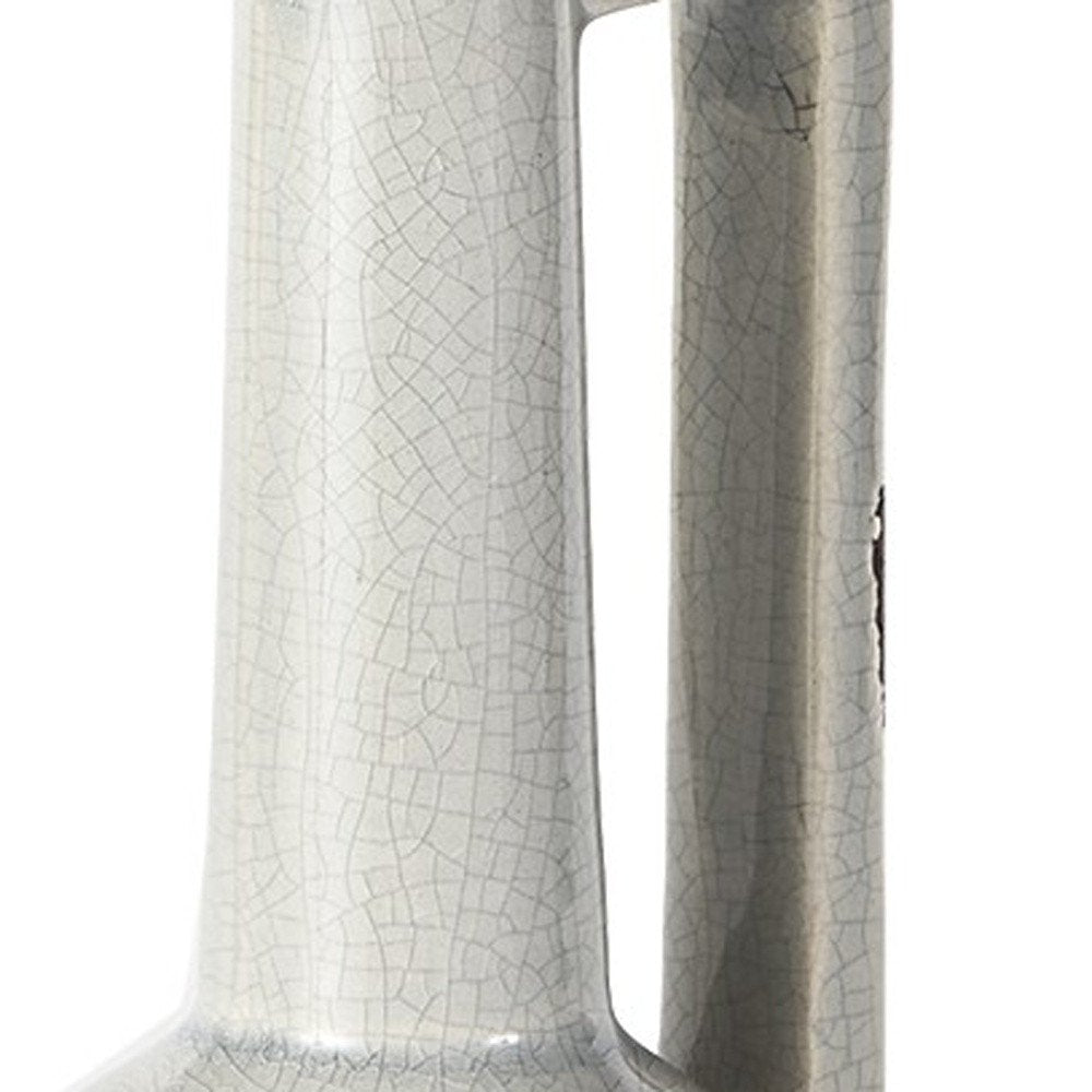 9" Gray And White Ceramic Cylinder Table Vase