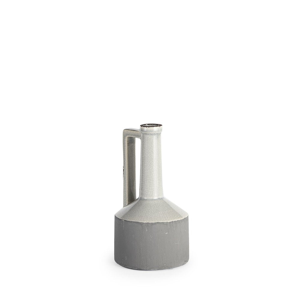 9" Gray And White Ceramic Cylinder Table Vase