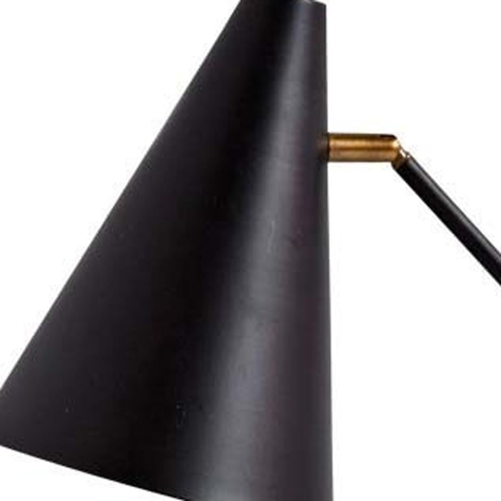 26" Black Metal Swing Arm With Black Cone Shade