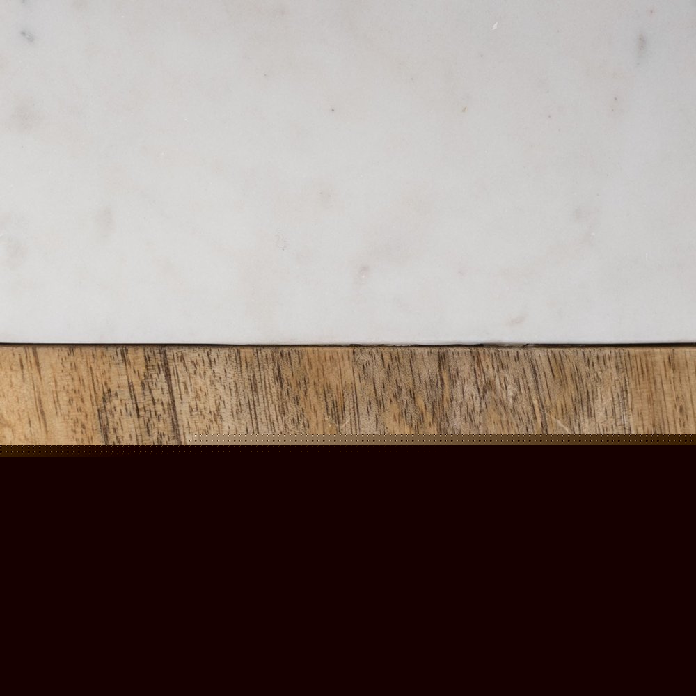 White Marble And Natural Wood Block Table Or Desk Lamp