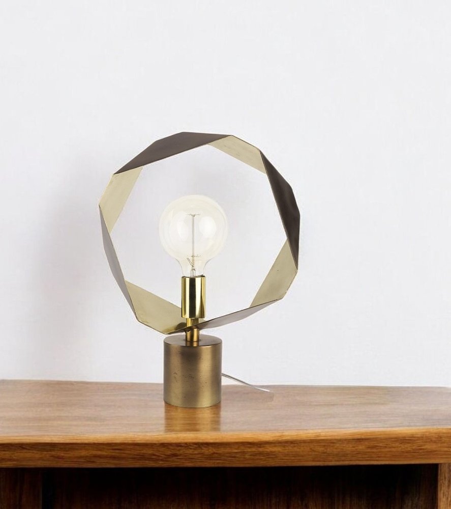 Golden Geometric Halo Table Or Desk Lamp
