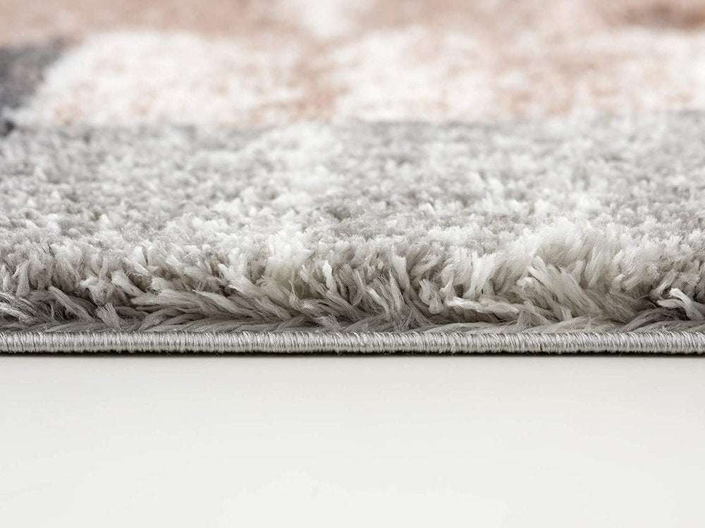 8' X 11' Beige and Ivory Patchwork Shag Area Rug