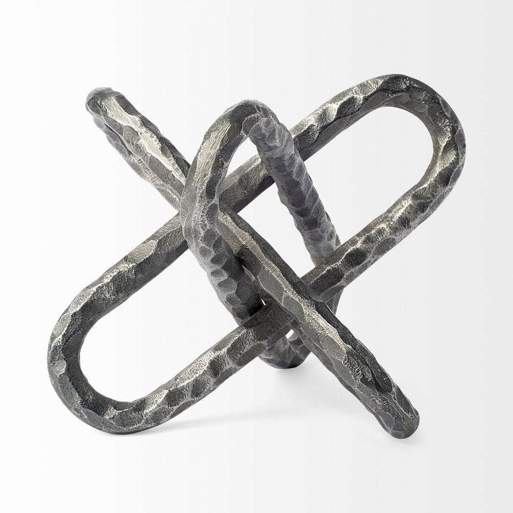 10" Antiqued Silver Metal Chain Link Tabletop Sculpture