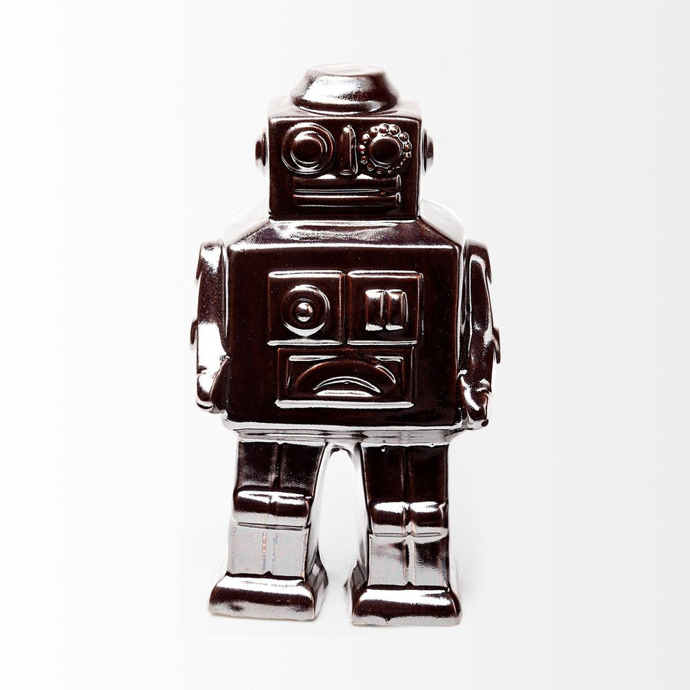 7" Silver Metal Robot Shaped Sculpture