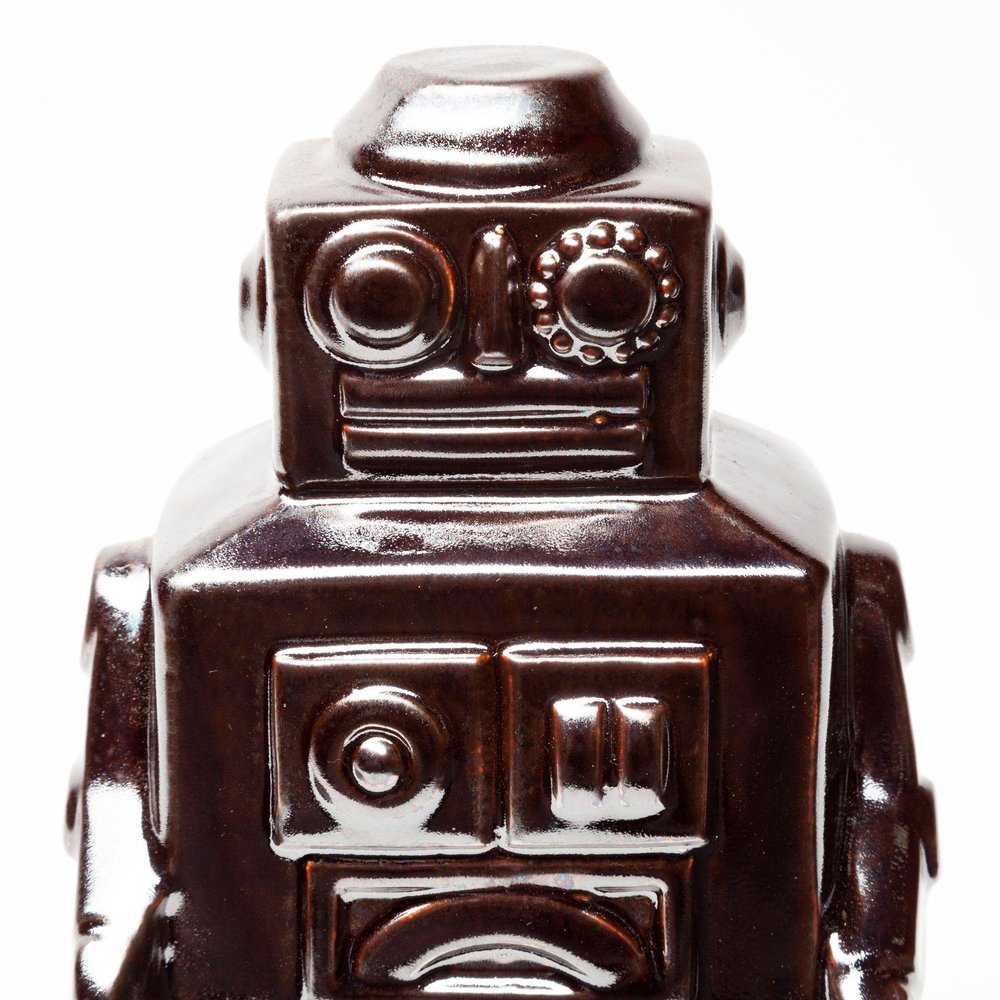 7" Silver Metal Robot Shaped Sculpture
