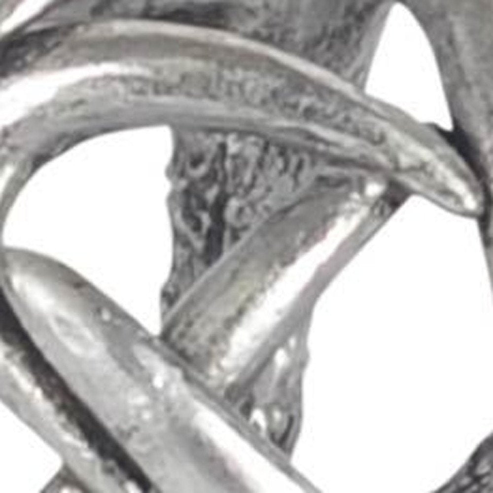 5" Antiqued Silver Resin Faux Antler Decorative Orb