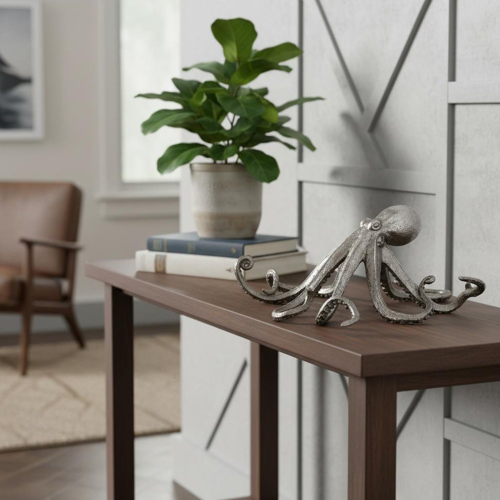 Petite Silver Resin Octopus Sculpture