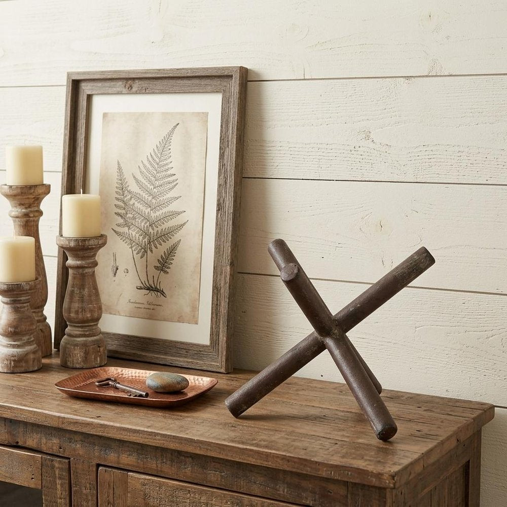 10" Rustic Metal X Decorative Sculpture