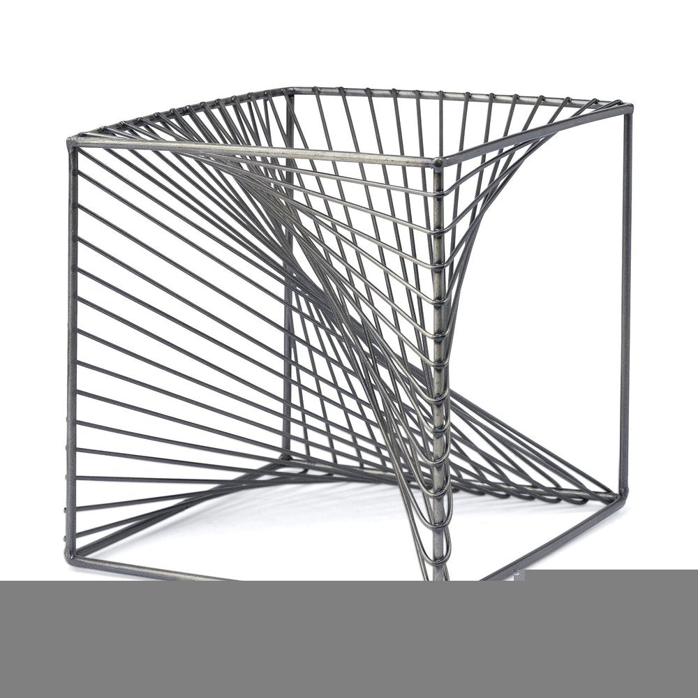 8" Silver Metal Cube Tabletop Sculpture