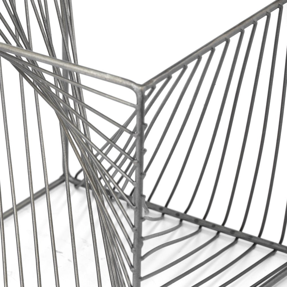 8" Silver Metal Cube Tabletop Sculpture