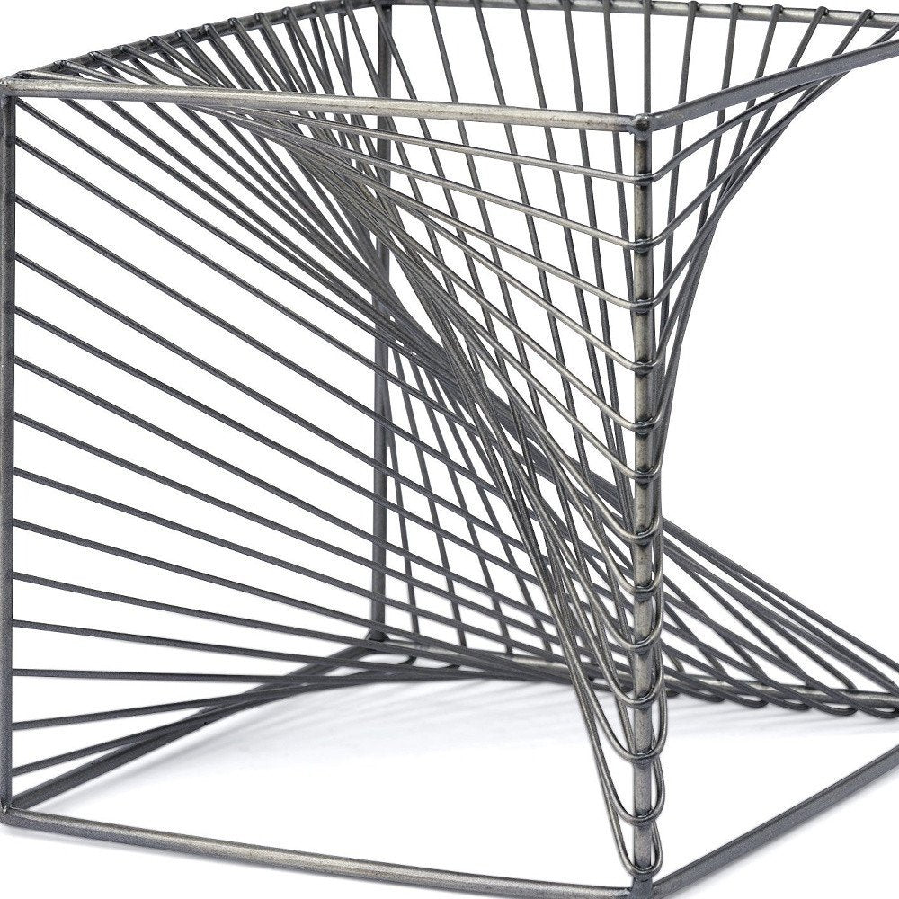 8" Silver Metal Cube Tabletop Sculpture