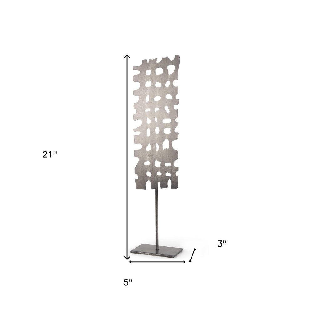 21" Gray Metal Tabletop Sculpture